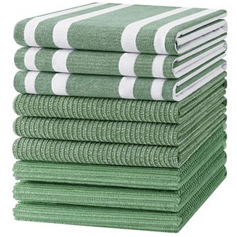 Kitchen Towels Soft Absorbent Dish Tea Towel Set Hanging Loop 3 Styles Hand Multipurpose