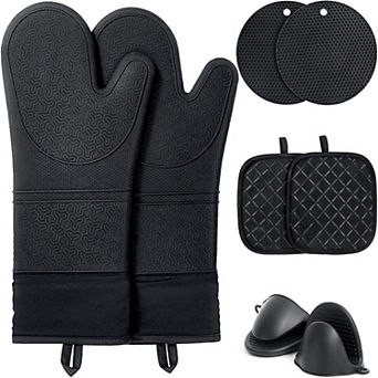 Silicone Oven Mitts Pot Holders Heat Resistant