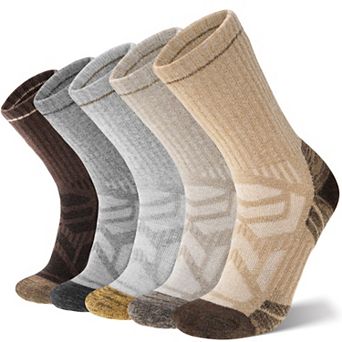 5 Pairs Merino Hiking Socks Breathable Cushioned Crew