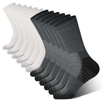 6 Pack Men's Crew Socks Athletic Running Cushioned Wicking Arch Support