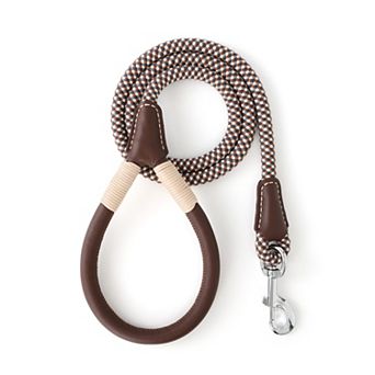 4 Ft 1/2" Dog Rope Leash Genuine Leather Tip Reflective Medium Large Dogs