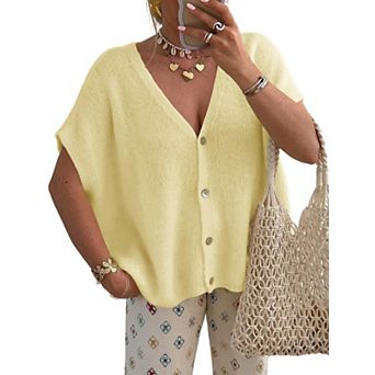 Women Fall Short Sleeve Cardigan Oversized Top