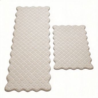 2 pc Scalloped Embossed Cushioned Anti Fatigue Kitchen Mat