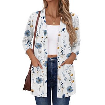 Women's 3/4 Sleeve Lightweight Open Front Cardigan