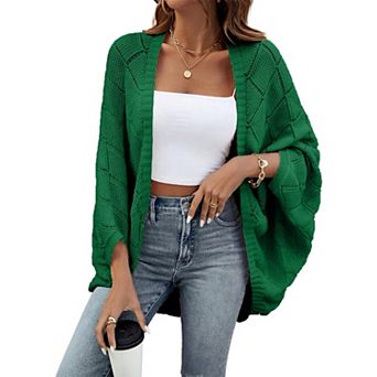 Women's Crochet Oversized Cardigan Hollow Batwing Sleeve Shrug