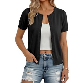Women's Short Sleeve Cardigan Lightweight Fall Outfit