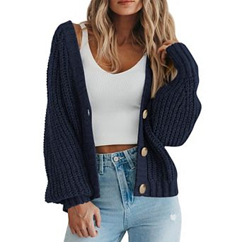 Women's Chunky Knit Open Front Cardigan Fall Outfits