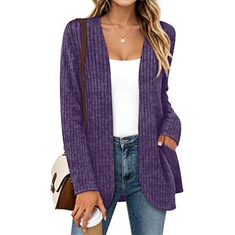 Miss Cardigan Open Front Long Sleeve Casual Shirt