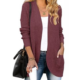 Womens Open Front Chunky Knit Cardigan