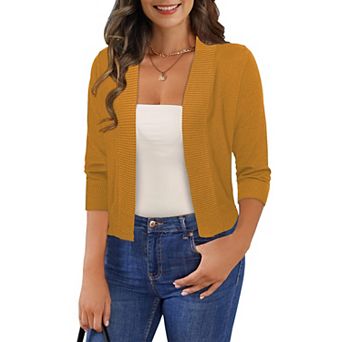Women's 3/4 Sleeve Cropped Cardigan Shrugers