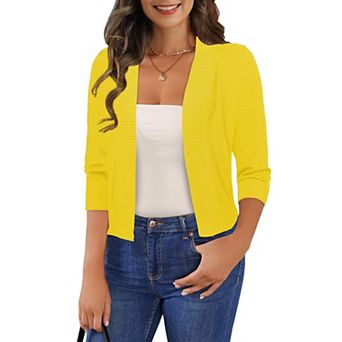 Women's 3/4 Sleeve Cropped Cardigan Shrugers