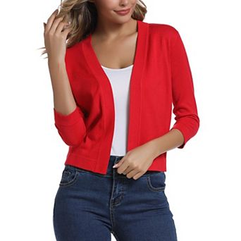 Women's 3/4 Sleeve Cropped Cardigan Shrug