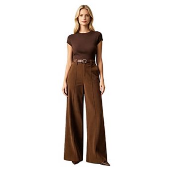 High Waisted Corduroy Pants for Women Wide Leg Loose Business Casual Trouser With Pockets