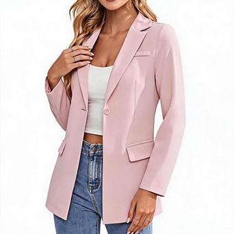 Women's Single‑Button Notched Lapel Blazer Jacket Business Casual Suit Coat With Pockets