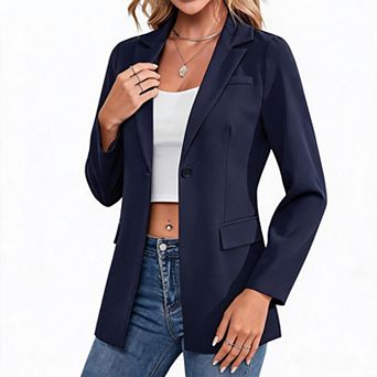 Women's Single‑Button Notched Lapel Blazer Jacket Business Casual Suit Coat With Pockets