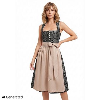 Women's German Bavarian Dirndl Dress, 2 pc Oktoberfest Costume For Carnival Halloween