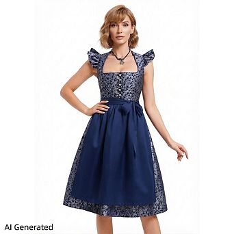 Women's German Bavarian Dirndl Dress, 2 pc Oktoberfest Costume For Carnival Halloween