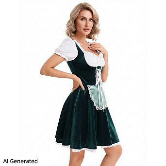 Women's Velvet One-Piece Oktoberfest Dress, Halloween Carnival Festival Costume