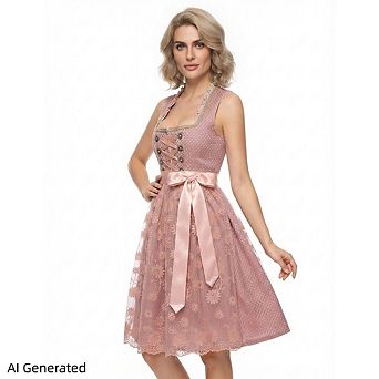 Women's 2 pc Lace German Bavarian Oktoberfest Dress, Carnival Halloween Outfit