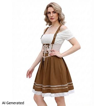 Women's American Style Faux Three-Piece Strap Dress, Hollow Out Cotton Sleeve Design
