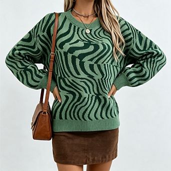 Womens Casual Loose Knit Jumper Pullover Long Sleeve Crewneck Sweaters