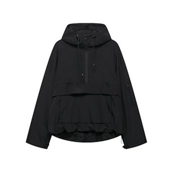 Women's Half Zip Hooded Causal Anorak Windbreaker Jacket With Pocket For Travel