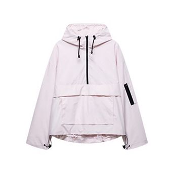Women's Half Zip Hooded Causal Anorak Windbreaker Jacket With Pocket For Travel