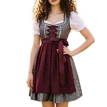 Womens Oktoberfest Dress for Bavarian 2 pc Halloween Costumes Lace German Carnival Outfits