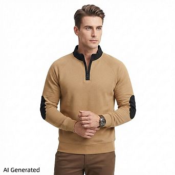 Men's Stand Collar 1/4 Zip Tactical Fleece Pullover, Long Sleeve Contrast Sweatshirt Outwear