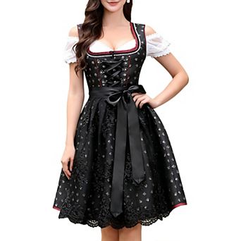 3 pc German Oktoberfest Dirndl Dress for Women Bavarian Halloween Carnival Costumes