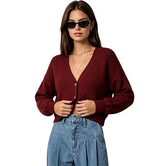Women Casual Cable Knit Cardigan Open Front Button Down V Neck Long Sleeve Knit Sweaters Outwear