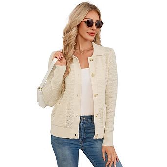 Women's Cardigan Sweaters Long Sleeve Lightweight Button Down Fall Knit Layering Tops