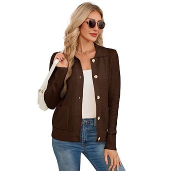 Women's Cardigan Sweaters Long Sleeve Lightweight Button Down Fall Knit Layering Tops