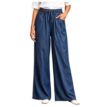 Womens Wide Leg Pants High Waisted Drawstring Baggy Pants Casual Business Trousers with Pockets