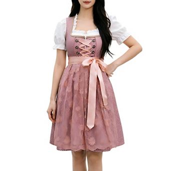 2 pc Oktoberfest Dress for Women Bavarian Halloween Lace Costumes German Carnival Outfits