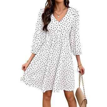 Womens Polka Dot Lightweight Flowy A Line Mini Dresses