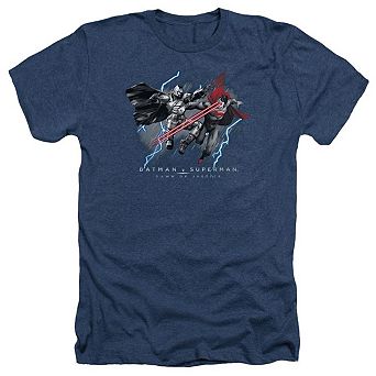 Batman V Superman Lightning V Heat Vision Adult Heather T-shirt