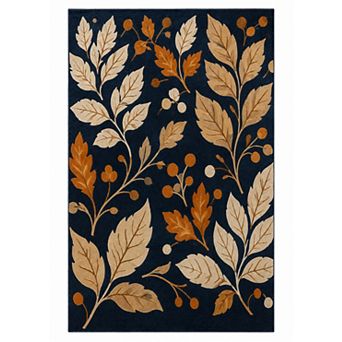 "Ultra Thin" Botanical Fall Foliage Area Rug