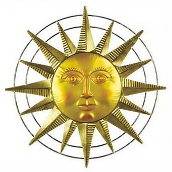 Large 24"W Celestial Sun Face Decorative Metal Wall Sculpture