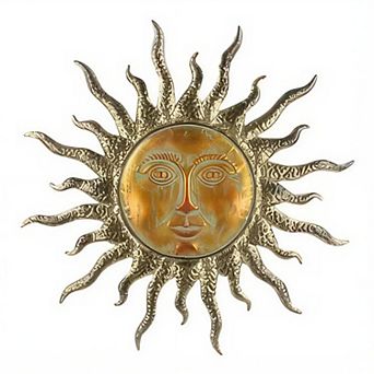 Large 25"W Celestial Sun Face Decorative Metal Wall Sculpture