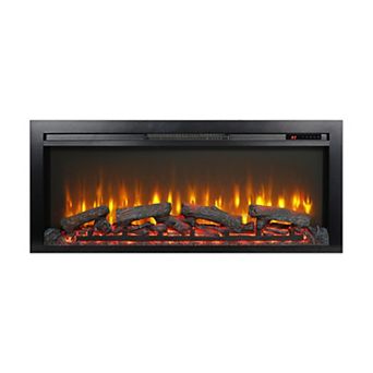 44 inch Wall Recessed Electric Fireplace with Remote and Imitation Flame, LED Light Heater