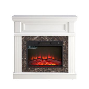 Electric Fireplace w Mantel Surround, 23" Fireplace Insert, Adjustable Flame Effect & Remote Control