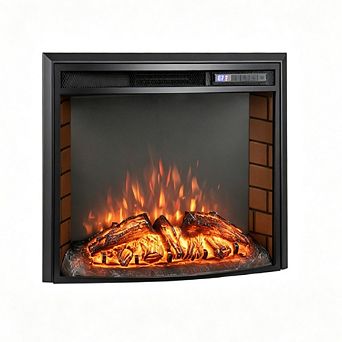 Curved Recessed Electric Fireplace Insert with Remote Control and Overheat Protection