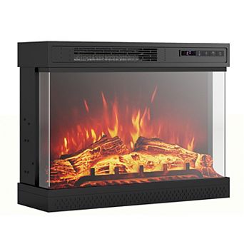 24 in 3-Sided Glass Electric Fireplace Heater with Remote Control