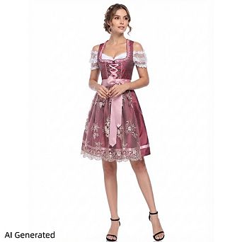 Women's German Dirndl Dress, Bavarian Oktoberfest Festival Party Costume