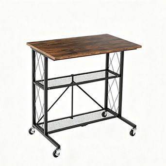 31.5" 3 tier Foldable Desk with Wheels