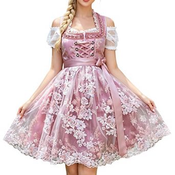 Womens 3 pc Oktoberfest Costume German Bavarian Beer Dirndl Dress