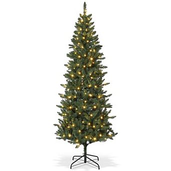 7.5FT Bushy LED Christmas Tree Pine Tree with Metal Stand