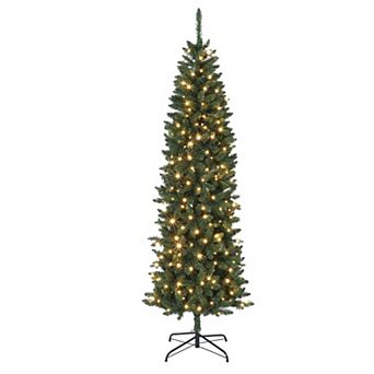 6FT Christmas Artificial Pencil Tree with Dual-Color LED Light