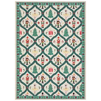Christmas Soft Area Rug Festive Washable Non Slip Indoor Carpet for Bedroom Entryway Home Decor